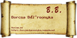 Borcsa Bársonyka névjegykártya